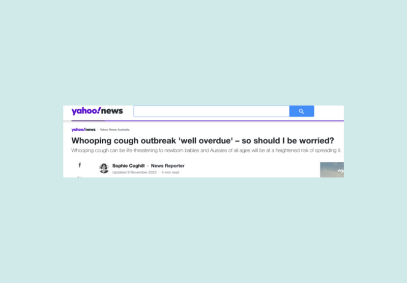 Yahoo News interviews Dr Golly on Whooping Cough