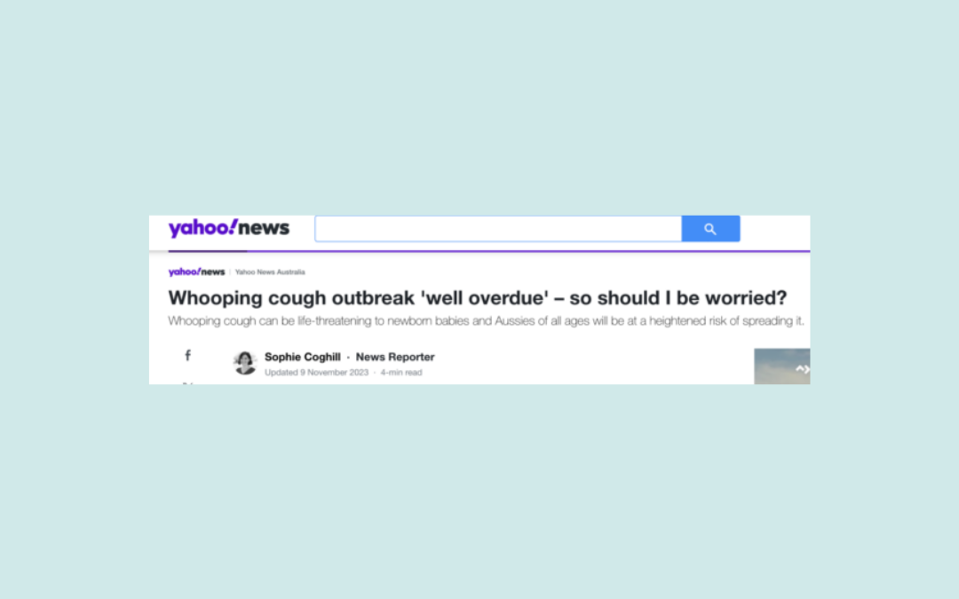 Yahoo News interviews Dr Golly on Whooping Cough